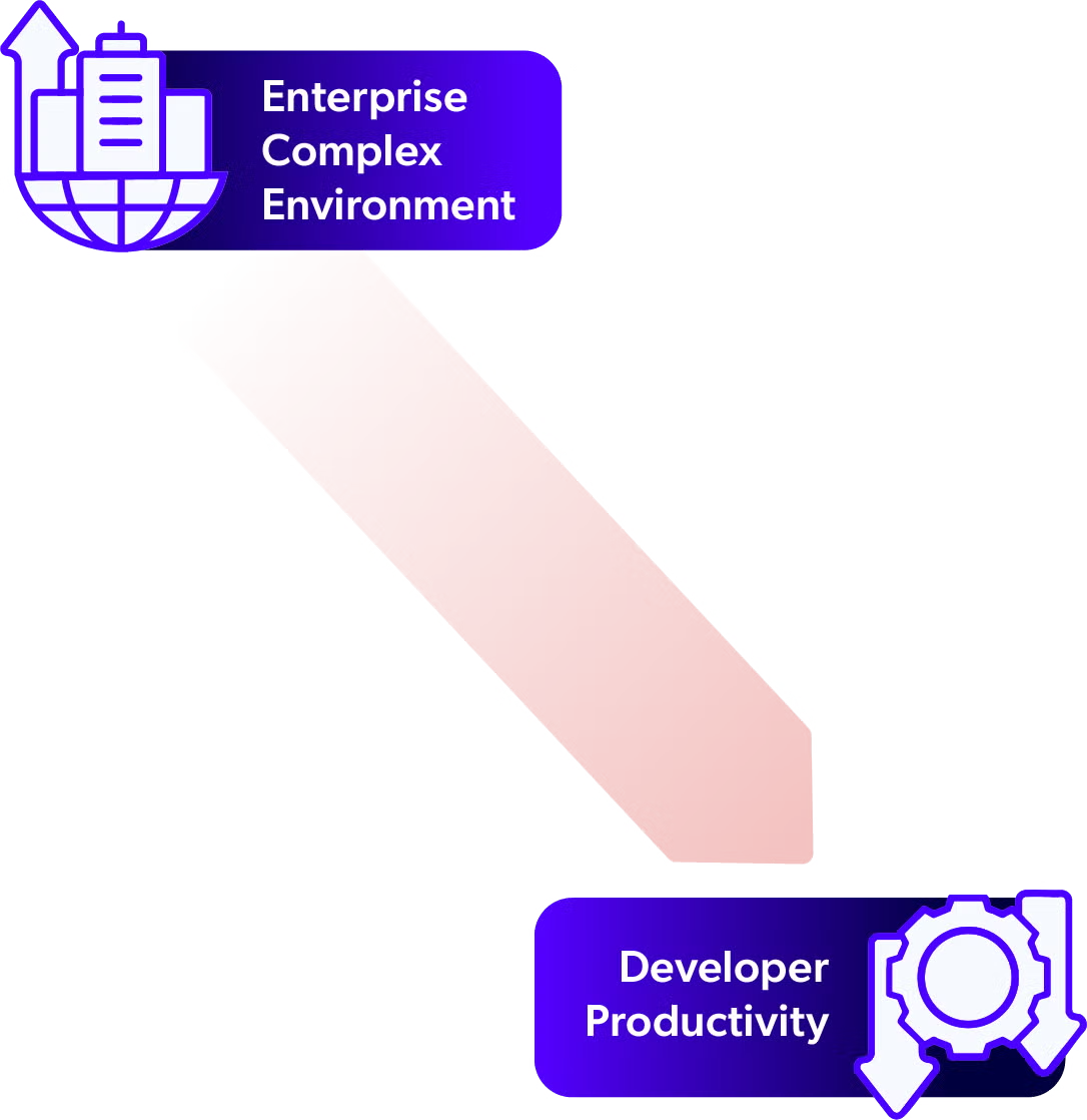 Enterprise complex environment causing decreasing developer productivity.