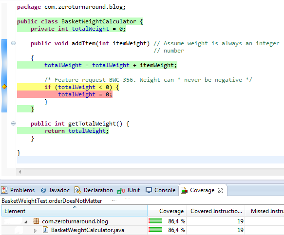 testing java code half coverage example