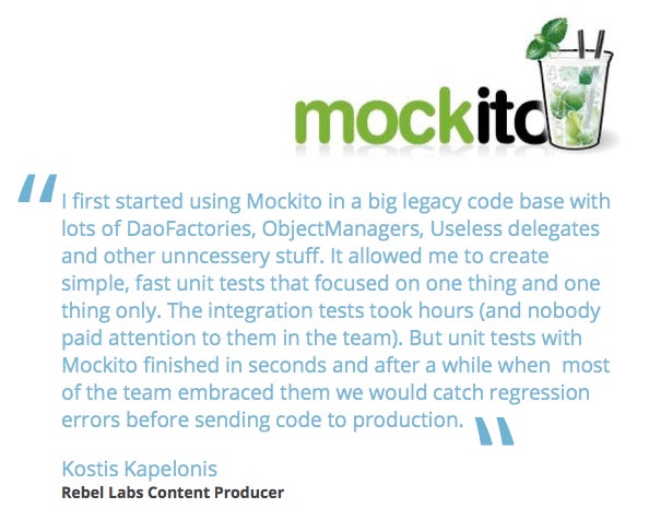 Mockito logo and testimonial from Kostis Kapelonis