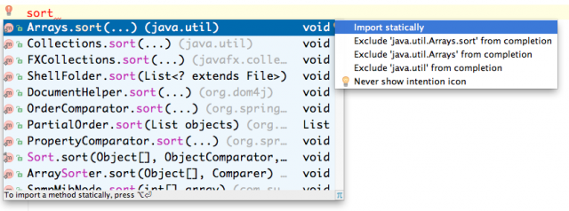 IntelliJ IDEA as eclipse user autocomplete static method