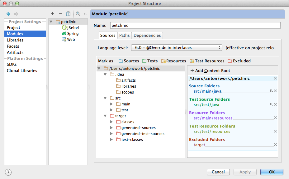 IntelliJ IDEA as eclipse user project structure