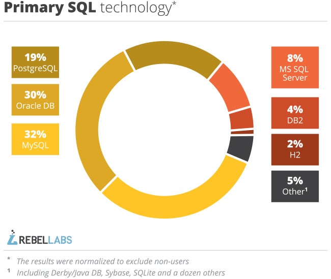 pich chart showing primary SQL technologies in use