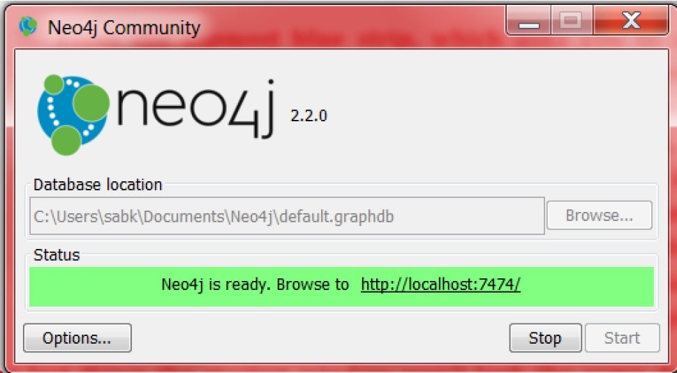 Neo4J community start screen