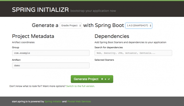 Spring initializr project starter
