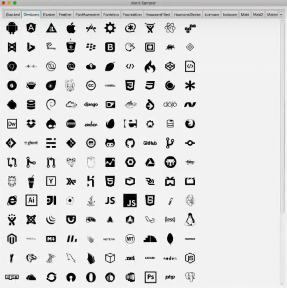 screenshot of Ikonli icons