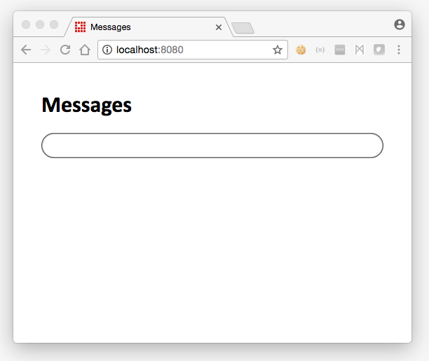 screenshot of browser window showing empty messages index